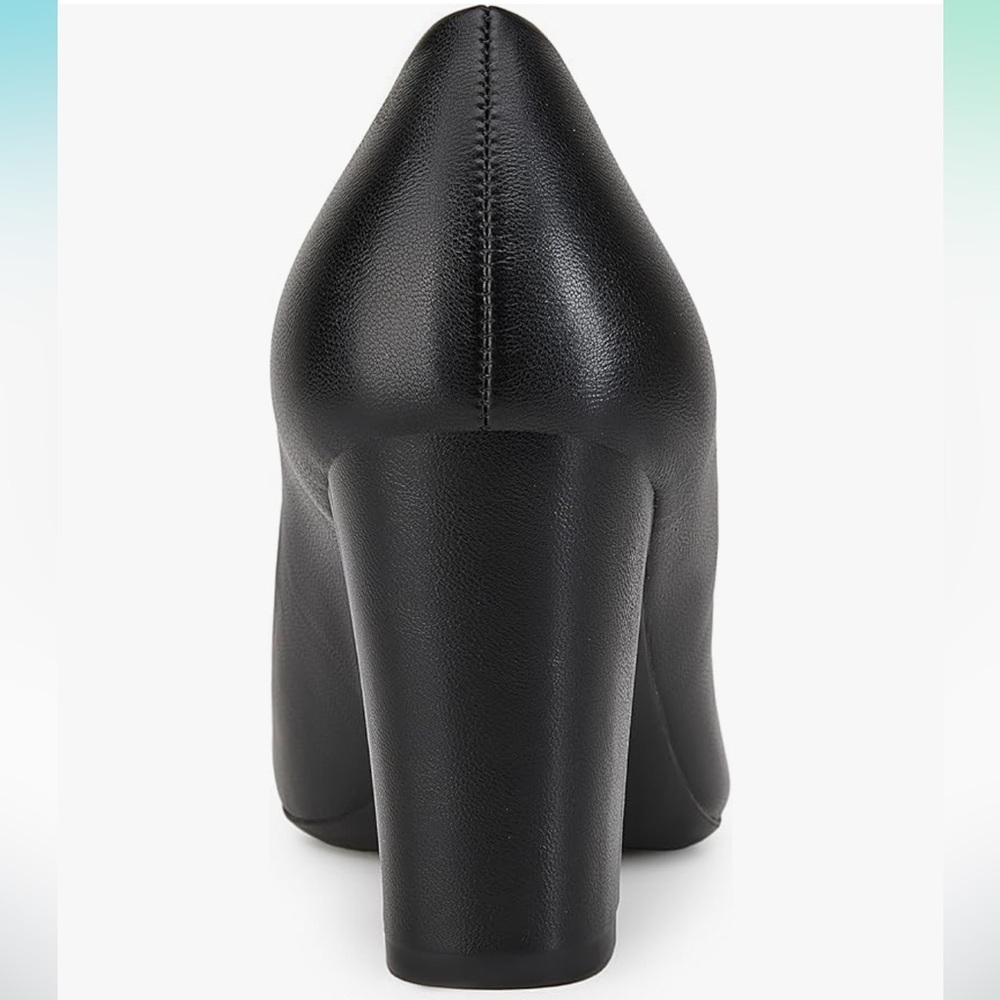 Black Faux Leather Pointed Office Work Pumps Brand New - Picture 3 of 4